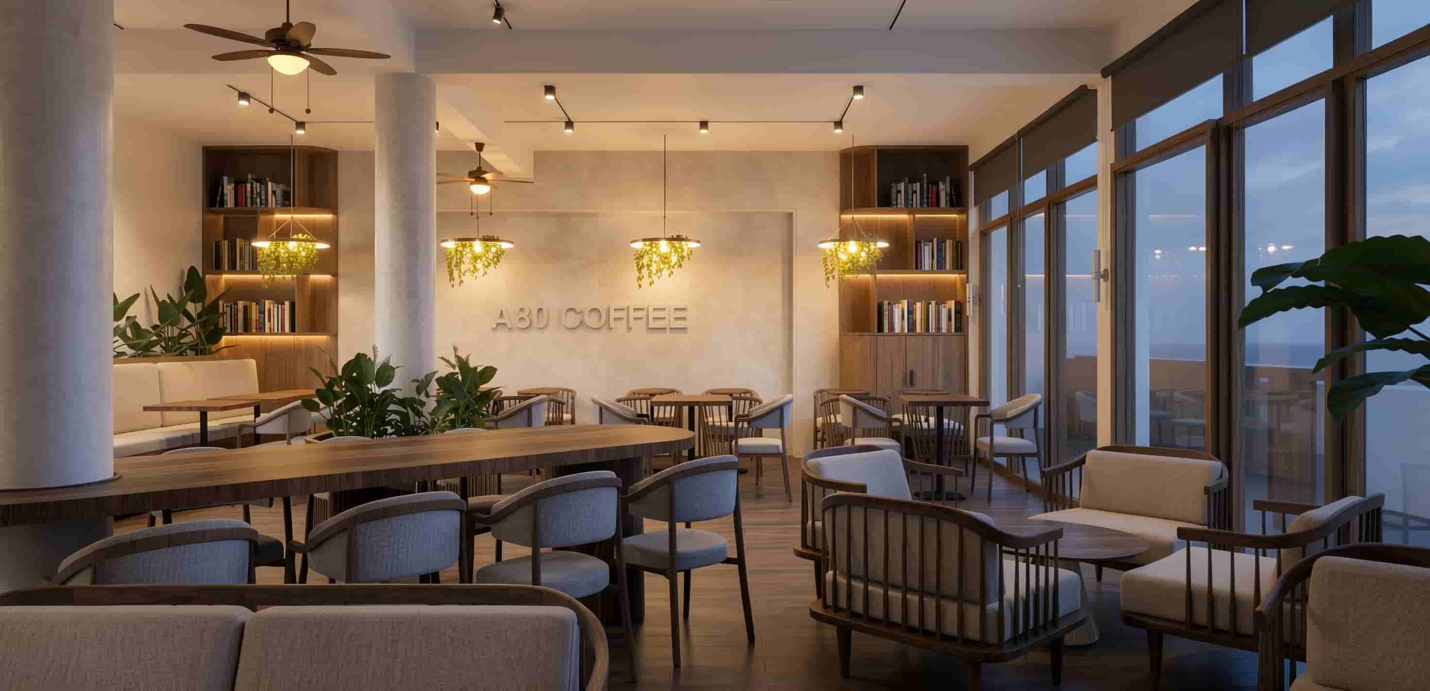 Thiết kế A80 Coffee: Phong cách kết hợp Wabi sabi & Tropical